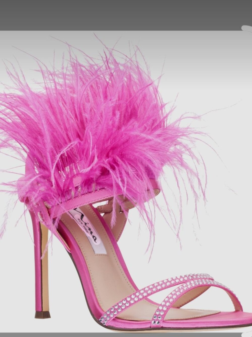 Pink Feather Rhinestone Sandals